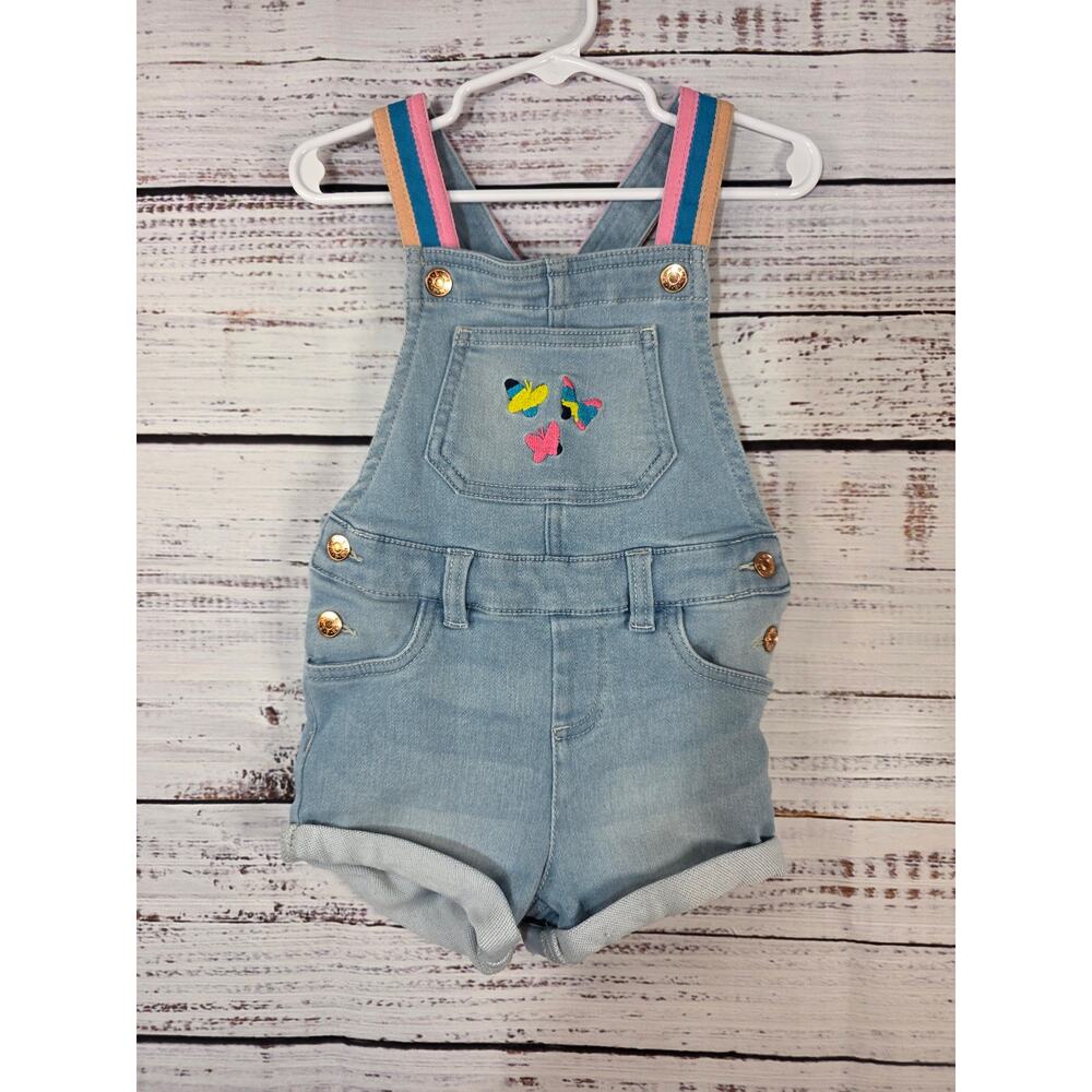 BCBG Girls 2t short overalls with embroidered butterflies
